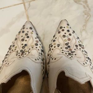Italian Leather Mules with Rhinestones